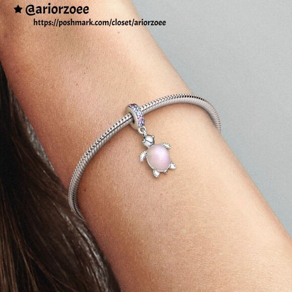 Pandora Murano Glass Pink Sea Turtle Dangle Charm - Picture 2 of 2